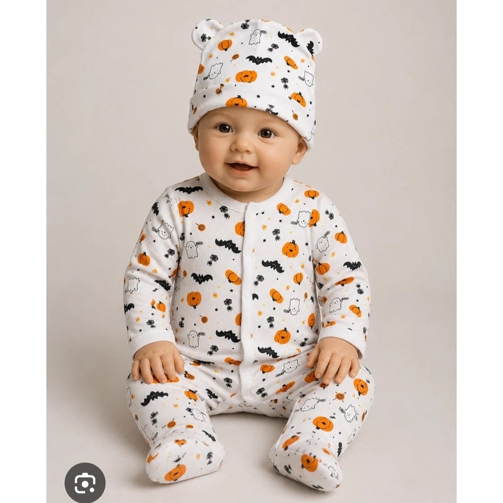 Magical Kids Baby Halloween Print 2-Piece Bundle Footie Hat Baby Unisex 3...